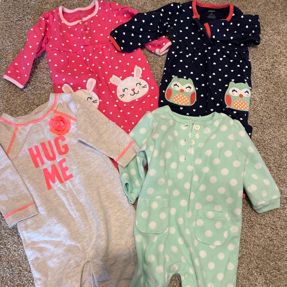 6 month Carters long sleeve romper set of 4